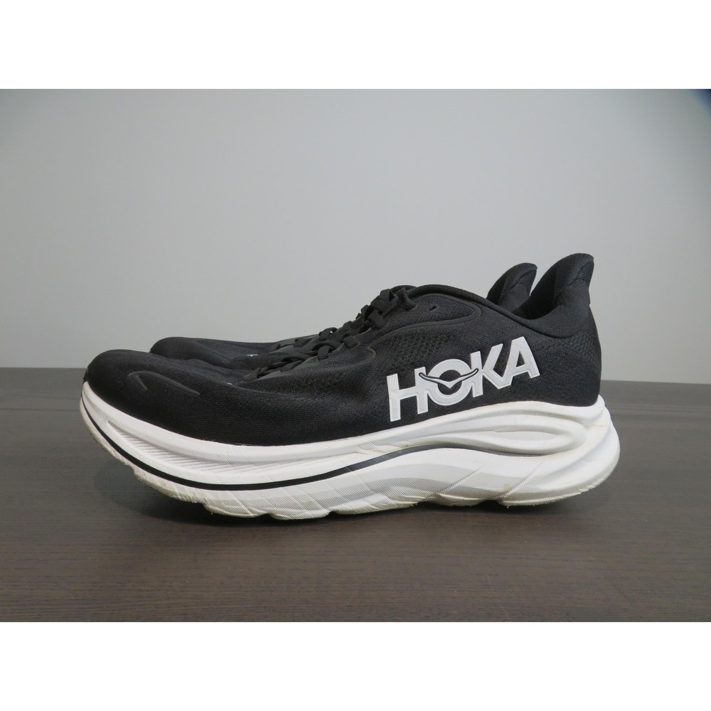 Hoka One One Clifton 10 Shoes Mens Size 14 Black Running Sneakers 1162030 BWHT - Picture 4 of 10